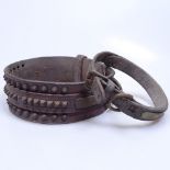 2 studded dog collars, one with plaque "Skipper, 167 Edmund Rd"