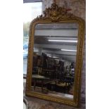 A 19th century gilt-gesso framed wall mirror, with acanthus pediment, height 4'10, width 2'11"