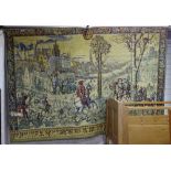 A large Belgian woolwork wall hanging, W210cm x 140cm