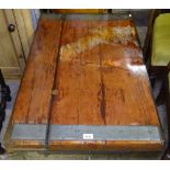 A 1960s coffee table with ship's timbers and coin embedded in perspex resin, on a steel base, W93cm