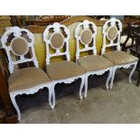 4 white painted Continental dining chairs