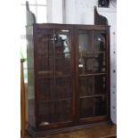 A Victorian mahogany hanging bookcase, with 2 glazed doors and adjustable shelves, W84cm