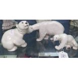 2 Royal Copenhagen polar bears, and a USSR bear, height 10cm