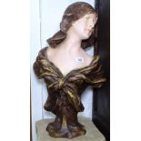 A reproduction Art Nouveau bust, after the original by Anton Nelson, signed A Nelson