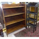 Narrow oak open bookshelves, and another (2)