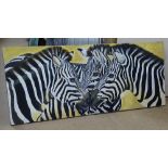 Clive Fredriksson, oil on canvas, zeal of zebra, 20" x 48", unframed