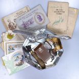 Isle of Man Vesta case, a snuffbox, cutlery and cigarette cards etc