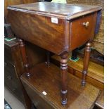 A French walnut drop leaf work table, W54cm