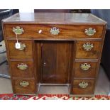 A small 19th century Queen Anne style knee-hole writing desk, with 7 fitted drawers, W78cm, H73cm