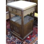 A Continental Art Deco marble-top pot cupboard, W45cm