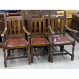 A set of 6 Liberty Culloden Arts and Crafts oak dining chairs, comprising 4 side chairs and 2