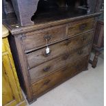 An 18th century joined oak chest of 2 short and 3 long drawers, W97cm, H80cm