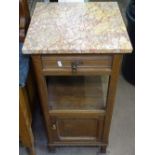 A French oak marble-top pot cupboard, W40cm