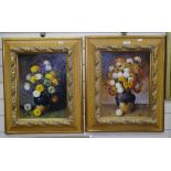 A Gargano, pair of oils on canvas, still life flower studies, signed, 15" 11", framed (2)