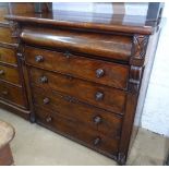 A 19th century mahogany Scottish chest, with ogee frieze drawer and 4 further long drawers under,