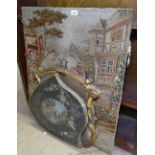 Needlepoint embroidered panel, silk embroidery etc (3)