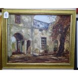 Oil on board, South African buildings, signed with monogram, 14" x 18", framed