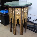 A Persian octagonal occasional table with mother-of-pearl inlay