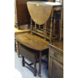 A 19th century mahogany drop leaf table, W102cm, and oak gateleg table, and another (3)