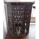 A Persian octagonal hardwood and mother-of-pearl inlaid stool/occasional table, H45cm