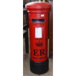 A decorative painted metal postbox, H97cm