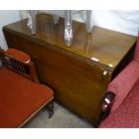 A 19th century oak drop leaf dining table, on square tapered legs, W100cm