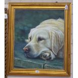 Jack Morgan, oil on canvas, Golden Retriever, signed, 24" x 20", framed