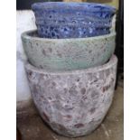 3 weathered terracotta plant pots