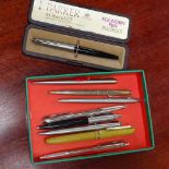 Fountain pens and ballpoints by Parker etc