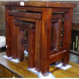 A rectangular nest of 3 hardwood occasional tables, widest 50cm