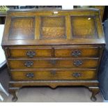 1920s panelled oak bureau with 4 drawers, on cabriole legs, W99cm, H102cm