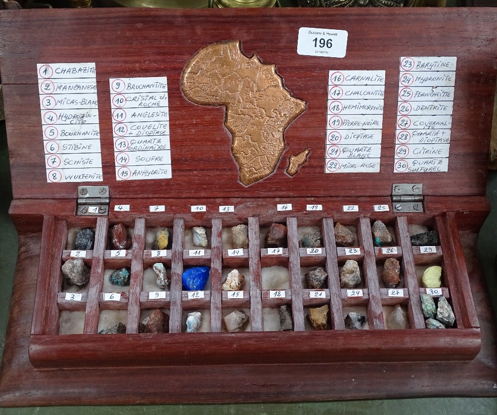 A box containing a collection of minerals