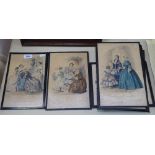 A quantity of glazed coloured engravings, French topical scenes