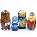 4 sets of Russian dolls, tallest 14cm