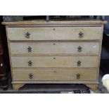 A pine chest of 4 long drawers, on bracket feet, W100cm