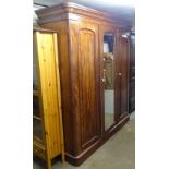 A Victorian mahogany 3-door compactum wardrobe, W200cm, H209cm