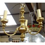 A gilt-brass 3-branch chandelier, 35cm across