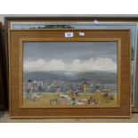 McKeonon?, oil on canvas, impressionist beach scene, signed, 12" x 17.5", framed, together with