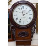 A mahogany-cased drop dial wall clock by Kirner Bros Oxford, diameter 40cm