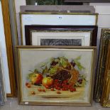 Various oils, engravings and prints, including L Rose, still life (5)
