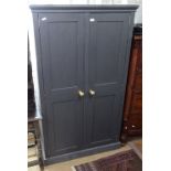 A grey painted pine 2-door wardrobe, W100cm