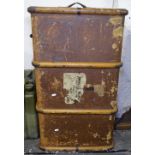 A large Vintage slat-bound trunk