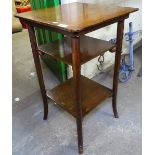 An Edwardian bentwood 3-tier side table, with ball mounts, on turned legs, W45cm, H76cm