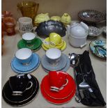 A German teapot, a pewter wall pocket, teaware etc