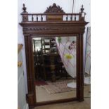 A 19th century French carved oak-framed wall mirror, W89cm, H136cm