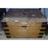 A steelbound pine tool chest, W65cm