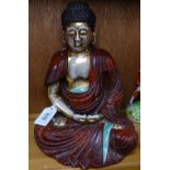 A Vintage painted and gilded ceramic Buddha, height 25cm