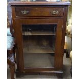 A Victorian mahogany side cabinet, with single drawer, glazed cupboard under, bracket feet