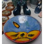 A Poole Pottery dish, 27cm, and a pair of Poole cats