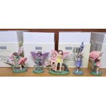 A set of 5 boxed flower fairy figures